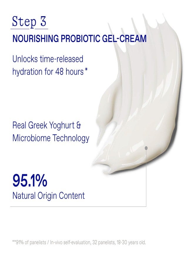 KORRES Greek Yoghurt Hydration Boost Trio Set, 3-Step Skin Care Kit with Foaming Cream Cleanser, Eye Gel & Probiotic Gel Cream, Pre & Probiotics for Balanced Hydration, Clean Beauty, 3 Piece Set - Image 5